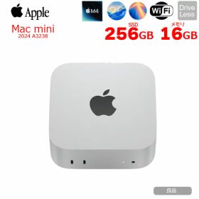 【中古パソコン】Apple Mac mini MU9D3J/A A3238 M4 2024 手のひらサイズ小型デスク [Apple M4 10コア メモリ16GB SSD256GB 無線 BT シルバー ]：良品