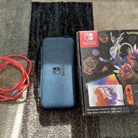 【美品】Nintendo Switch 有機ELモデル スカーレット バイオレットエディション ポケモンSV microSDカードおまけ付き