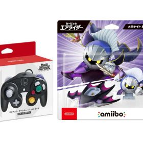 【新品】ニンテンドー ゲームキューブ コントローラ スマブラブラック +amiibo メタナイト&デビルスター（カービィのエアライダーシリーズ）【送料別。宅配便】