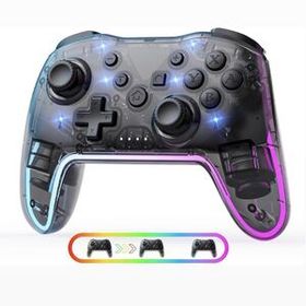 Switch2対応 ワイヤレスコントローラー 7色RGBライト TURBO連射 6軸ジャイロセンサー プロコン pro 無線