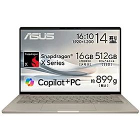 ASUS(エイスース) ノートパソコン Zenbook SORA UX3407QA ザブリスキーベージュ UX3407QA-PU16548BE ［14.0型 /Windows11 Home /Snapdragon X /メモリ：16GB /SSD：512GB /日本語版キーボード /2025年02月モデル］ UX3407QAPU16548BE