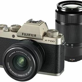 【中古】 FUJIFILM ミラーレス一眼カメラ X-T100ダブルズームレンズキット シャンパンゴールド X-T100WZLK-G 当店保証30日間 人気 ミラーレス 一眼レフ 交換レンズ カメラ