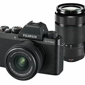 【中古】FUJIFILM ミラーレス一眼カメラ X-T100ダブルズームレンズキット ブラック X-T100WZLK-B