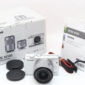 D (ジャンク) Canon キヤノン EOS M100 ホワイト 15-45mm レンズ 返品不可 2-202