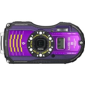 【中古】［非常に良い］PENTAX 防水デジタルカメラ PENTAX WG-3GPS パープル 1cmマクロ マクロスタンド付属 電子コンパス サブLCD Qi規格 PENTAX WG-3GPSPU 12674