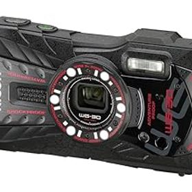 【中古】RICOH デジタルカメラ エボニーブラック 防水12m耐ショック1.5m耐寒-10度 WG-30 BK 04591