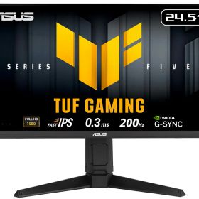 ASUS｜エイスース ゲーミング液晶ディスプレイ(24.5型/Fast IPS/FullHD 1920×1080/200Hz/0.3ms/HDR/HDMI2.0/DP1.4/VESA/3年保証)(ブラック) VGシリーズ TUF Gaming VG259QL5A