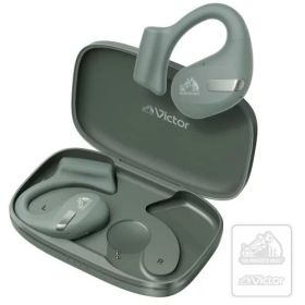 JVCケンウッド Victor HA-NP50T-GA ワイヤレスイヤホン Bluetooth オープンイヤー 耳をふさがない ながら聴き マルチポイント 耳掛け 最大38時間再生 マイク付き セージグリーン ステッカー付