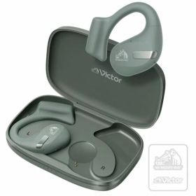 JVCケンウッドVictorHA-NP50T-GAワイヤレスイヤホンBluetoothオープンイヤー耳をふさがないながら聴きマルチポイント耳掛け最大38時間再生マイク付きセージグリーンステッカー付