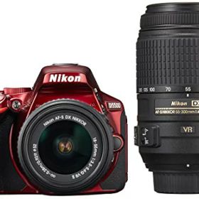【中古】「非常に良い」Nikon デジタル一眼レフカメラ D5500 ダブルズームキット レッド 2416万画素 3.2型液晶 タッチパネル D5500WZRD