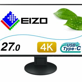 【中古】【非常に良い】EIZO FlexScan 27.0インチ ディスプレイモニター (4K UHD/IPSパネル/ノングレア/ブラック/USB Type-C搭載/&無輝点保証) EV2785-BK