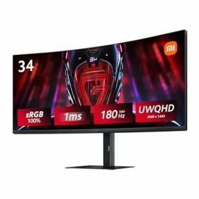 Xiaomi 曲面 ゲーミングモニター G34WQi 34インチ UWQHD超ワイドスクリーン180Hz MPRT1ms 3440x1440 1500Rの湾曲率 VA非光沢 sRGB100% FreeSync Premiumティアリング防止 テクノロジー認証 RGB周囲光