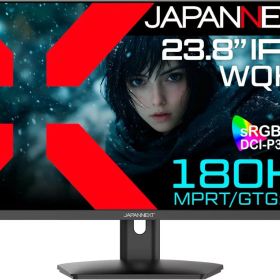 【新品/取寄品/代引不可】23.8インチ ゲーミングモニター(2560x1440/IPS/180Hz/DPx2/HDMIx2/スピーカー/チルト/非光沢/2年保証) JN-IPS238G180Q
