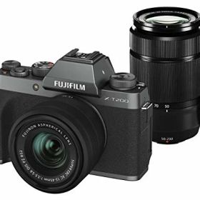 【中古】「非常に良い」富士フイルム(FUJIFILM) ミラーレス一眼カメラ X-T200ダブルズームレンズキット ダークシルバー X-T200WZLK-DS