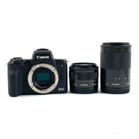 キヤノン Canon EOS Kiss M ダブルズームキット ブラック デジタル ミラーレス 一眼カメラ 【中古】