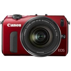 【中古】Canon ミラーレス一眼カメラ EOS M レンズキット EF-M18-55mm F3.5-5.6 IS STM付属 レッド EOSMRE-18-55ISSTMLK