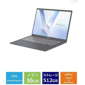 新品 ASUS Vivobook 14 X1407QA-PU165BWS 14インチ Snapdragon X メモリ16GB SSD512GB Office 2024搭載 Windows 11 顔認証