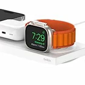 Belkin3 in 1 MagSafe充電器 最大15W高速充電 ワイヤレス充電器 MagSafe認証 iPhone17,16～12 Applewatch 8/7/Ultra 高速充電 AirPodsワイヤレス充電 ホワイト WIZ016dqWH