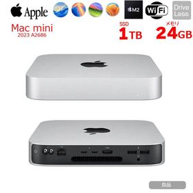 【中古パソコン】Apple Mac mini MMFK3J/A A2686 M2 2023 小型デスク 選べるOS [Apple M2 8コアCPU 10コアGPU メモリ24GB SSD1TB 無線 BT シルバー 純箱]:良品