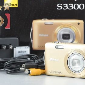 【中古】Nikon ニコン COOLPIX S3300 スイートゴールド コンパクトデジタルカメラ 元箱付き