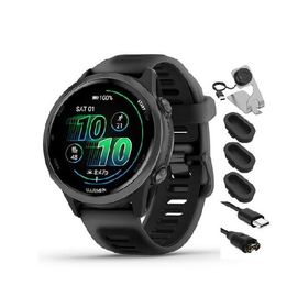Garmin 010-02970-00 Forerunner 570-42mm GPS Smartwatch Aluminum and Black Band Bundle with Deco Essentials Charging Dock, Silicone Dust Cover 3 Pack a