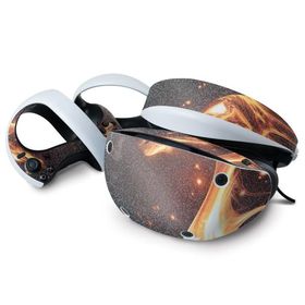 MightySkins Glossy Glitter Skin Compatible with Sony Playstation VR2 - Flaming Dragon | Protective, Durable High-Gloss Glitter Finish | Easy to Apply