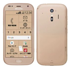 【中古】Cランク【傷や汚れあり】 SIMフリー F-01L FUJITSU(富士通） らくらくスマートフォン me ゴールド 利用制限〇(白ロム) 送料無料