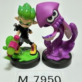 M7950 ●中古 即決●amiibo ボーイ ネオングリーン + イカ ネオンパープル (アミーボ スプラトゥーン)●Splatoon