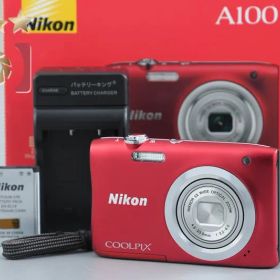 【中古】Nikon ニコン COOLPIX A100 レッド コンパクトデジタルカメラ 元箱付き