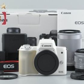 【中古】Canon キヤノン EOS Kiss M ダブルズームレンズキット ホワイト 元箱付き