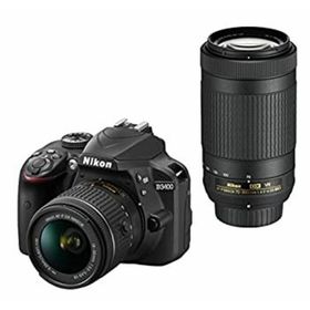 【中古】Nikon デジタル一眼レフカメラ D3400 ダブルズームキット ブラック D3400WZBK(デジタル一眼)