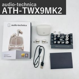 美品 オーディオテクニカ ATH-TWX9MK2 WH(E) ホワイト ワイヤレスイヤホン Bluetooth5.2 ノイズキャンセリング aptX Adaptive AAC IPX4 マイク付 完全ワイヤレス 深紫外線除菌 ステッカー付