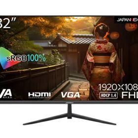 【送料無料】JAPANNEXT JN-V32FLFHD 液晶ディスプレイ/ 32型/ 1920×1080/ HDMI×1、VGA×1/ ブラック/ スピーカー：有/ 2年保証【在庫目安:僅少】