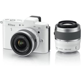 ニコン Nikon 1 V1 10-30mm 30-110mm ダブルズームキット ホワイト ミラーレス一眼 カメラ 中古