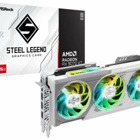 ASRock Radeon RX 9070XT Steel Legend 16G ホワイトのトリプルファンクーラー装備 グラフィックボード｜RX9070XT SL 16G