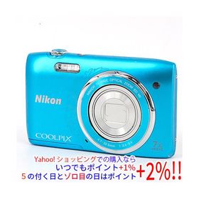 爆買【中古】Nikon製 デジカメ COOLPIX S3500 ブルー/2005万画素 本体いたみ