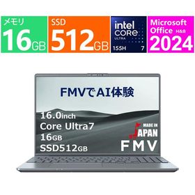 富士通 ノートパソコン 16型 FMV LIFEBOOK PH77/J3 FMVP77J3H [ストームグレー] インテル Core Ultra 7 155H メモリ：16GB SSD：512GB Win11 Office付き 展示品