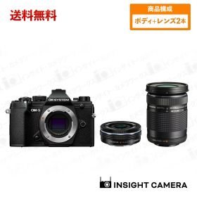 OM SYSTEM OM-5 ボディ ブラック + ダブルズームレンズセット M.ZUIKO DIGITAL ED 14-42mm F3.5-5.6 EZ BLK + M.ZUIKO DIGITAL ED 40-150mm F4.0-5.6 R ブラック デジタル一眼レフカメラ オーエム システム（出荷後転送不可）