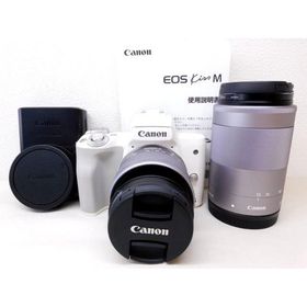 動作確認済み Canon EOS kiss M ダブルズームキット ■ 49mm 52mm ホワイト ミラーレス 一眼レフカメラ 望遠 高画質 キャノン □８Ｄ(デジタル一眼)