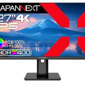 JAPANNEXT 27インチ IPSパネル搭載 4K(3840x2160)解像度 液晶モニター JN-i27U-HSPC6 HDMI DP USB Type-C(最大65W給電) HDR400相当 sRGB:100% DCI-P3:95% 高さ調整 ピ