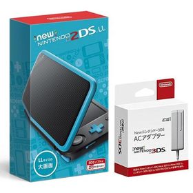 【整備済み品】 Nintendo Newニンテンドー2DS LL 充電器付き 【ブラック×ターコイズ】 任天堂 ニンテンドー SDカードフルフォーマッ