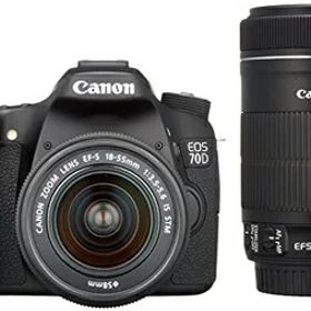 【中古】 Canon デジタル一眼レフカメラ EOS 70D ダブルズームキット EF-S18-55 IS STM/EF-S55-250 IS STM付属 ブラック EOS70D-WKIT