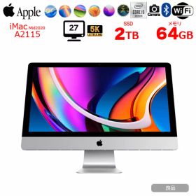 【中古パソコン】Apple iMac 27inch MXWV2J/A A2115 5K 2020 一体型 選べるOS [Core i9 10910 3.6GHz 64GB SSD2TB RP5700XT(16GB) 無線 BT カメラ 27インチ 純箱]:良品
