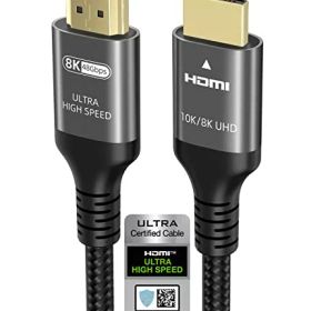 Ubluker 10k 8k 4k HDMI 2.1 ケーブル 2m、(HDMI認証)超高速 4k 120Hz 144Hz 2k 165Hz 8k 60Hz ARC eARC 48Gbps 1ms 12bit DTS:X Dolby Atmos HDR10+ 3D 5D VRR、対応Apple TV Mac RTX4090 ゲーム PC TV サウンドバー PS5 4