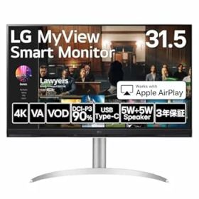 【中古】(非常に良い)LG スマートモニター ／ 32SQ730S-W 31.5インチ／作業効率アップ、ビジネス、映画、VOD視聴／ 4K ／ webOS22搭載 ／ VA／アンチグレア／AirPlay