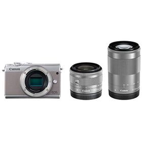 【中古】Canon ミラーレス一眼カメラ EOS M100 ダブルズームキット グレー EOSM100GY-WZK(ミラーレス一眼)