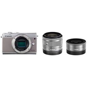 【中古】Canon ミラーレス一眼カメラ EOS M100 ダブルレンズキット (グレー) EOSM100GY-WLK(ミラーレス一眼)