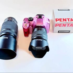 PENTAX K-X 希少メタリックピンク デジタル一眼レフカメラ 望遠レンズ付