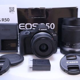 【8,000回以下 極美品】Canon EOS R50 ダブルズームキット(RF-S18-45+RF-S55-210) ミラーレス一眼カメラ