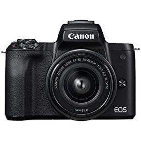 【中古】 キャノン EOS Kiss M 【EF-M15-45 IS STM レンズキット】 (ブラック/ミラーレス一眼カメラ) EOSKISSMBK1545ISLK